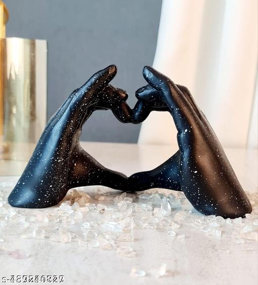 Golden Hand Heart Sculpture – Decorative Accent Piece