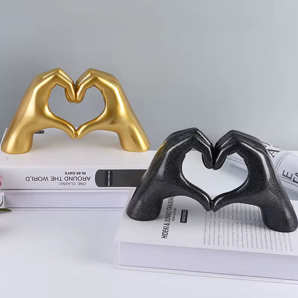 Golden Hand Heart Sculpture – Decorative Accent Piece