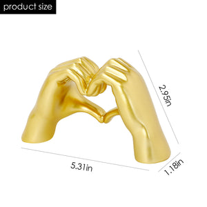 Golden Hand Heart Sculpture – Decorative Accent Piece