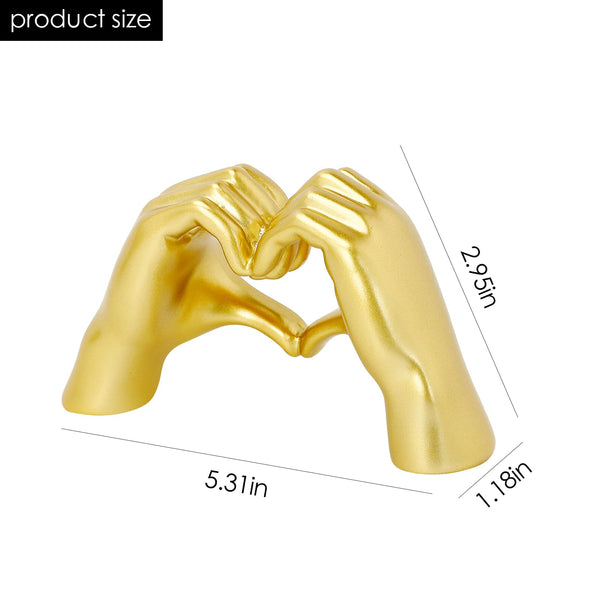Golden Hand Heart Sculpture – Decorative Accent Piece