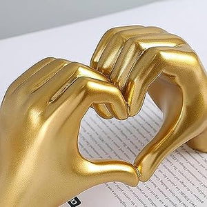 Golden Hand Heart Sculpture – Decorative Accent Piece