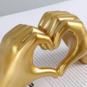 Golden Hand Heart Sculpture – Decorative Accent Piece