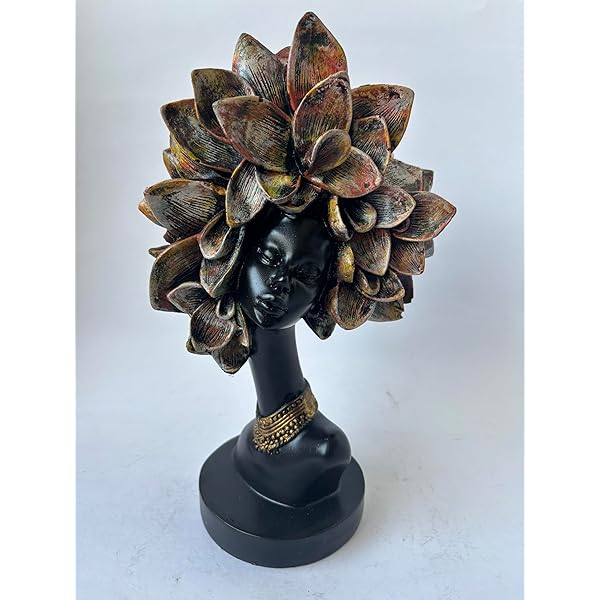 Elegant Afro-Flower Woman Sculptures