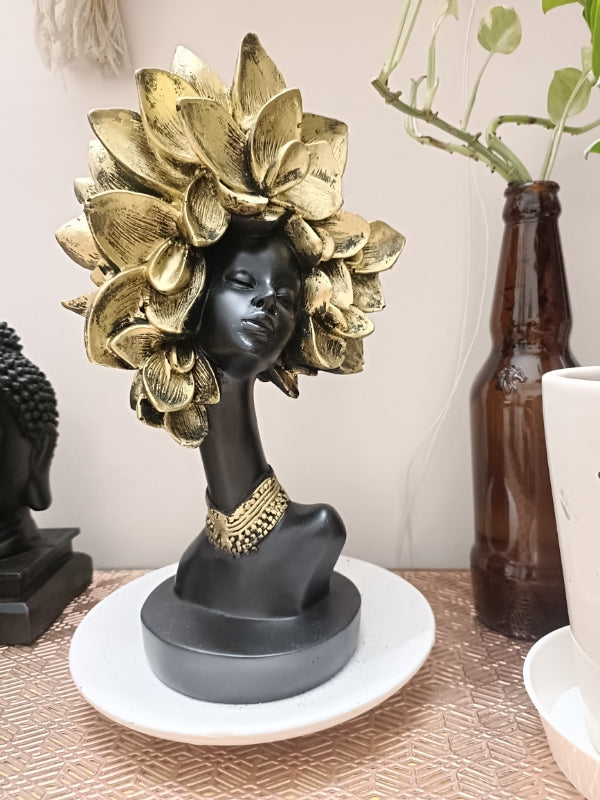 Elegant Afro-Flower Woman Sculptures