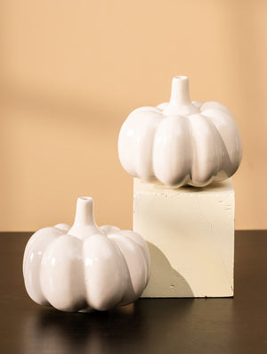 Pumpkin Bloom Ceramic Vase – Minimalist Beige Décor