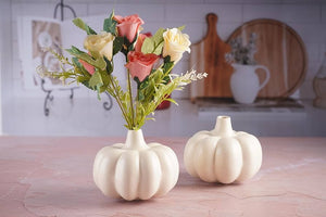 Pumpkin Bloom Ceramic Vase – Minimalist Beige Décor