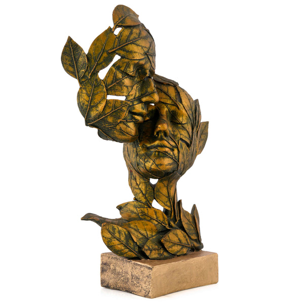 Abstract Leaf Faces Sculpture – Artistic Home Decor Piece