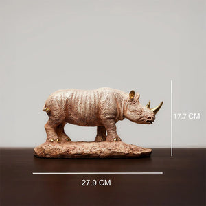 Majestic Golden-Horn Rhino Statue