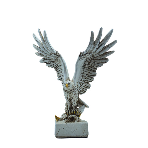 Majestic Eagle Statue – White & Gold Decorative Figurine