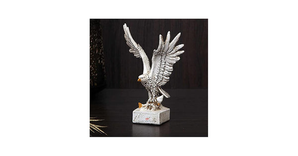 Majestic Eagle Statue – White & Gold Decorative Figurine