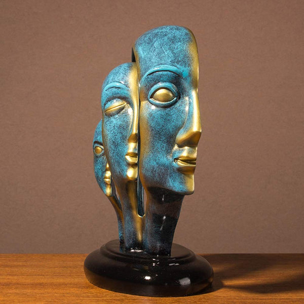 Abstract Multi-Face Sculpture – Modern Artistic Decor