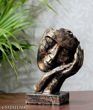 Abstract Resting Face Sculpture – Modern Decorative Accent