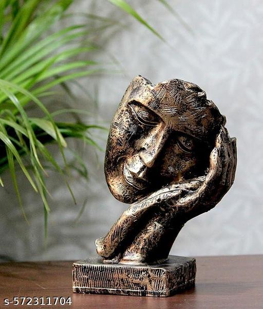 Abstract Resting Face Sculpture – Modern Decorative Accent