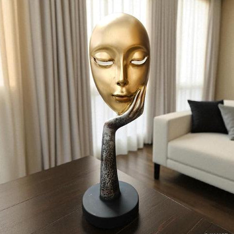 Golden Reverie – Abstract Face Sculpture