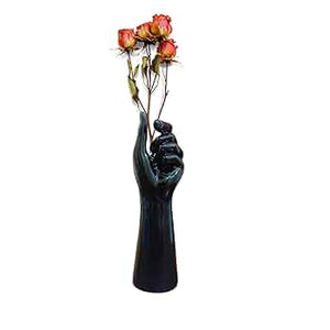 Hand Shaped Black Flower Vase