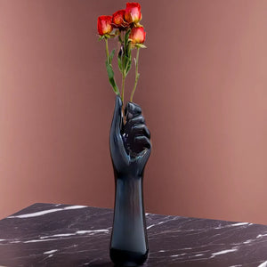 Hand Shaped Black Flower Vase