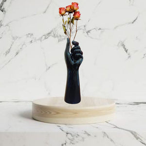 Hand Shaped Black Flower Vase