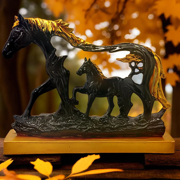 Elegant Horse Family Sculpture – Artistic Decor Piece