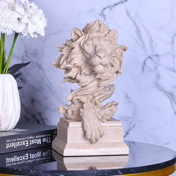 Regal Lion Head Sculpture – Elegant Decorative Accent