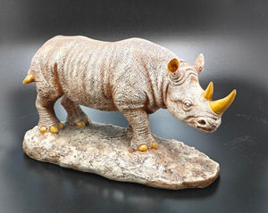 Majestic Golden-Horn Rhino Statue
