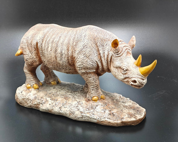 Majestic Golden-Horn Rhino Statue