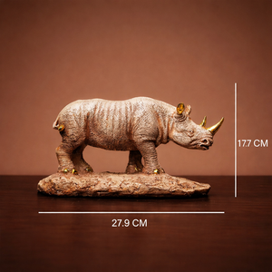 Majestic Golden-Horn Rhino Statue