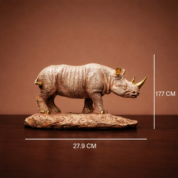 Majestic Golden-Horn Rhino Statue