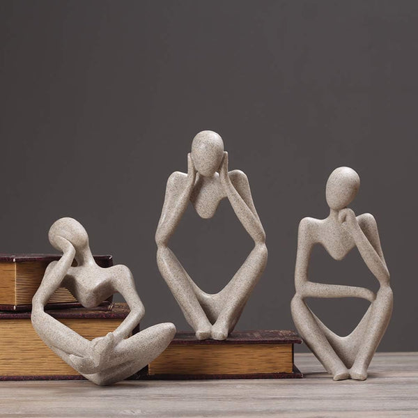 Abstract Thinking Human Figurine Set (3 Pieces)