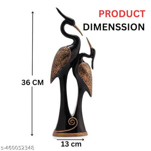 Elegant Crane Couple Sculpture – Black & Gold Decor