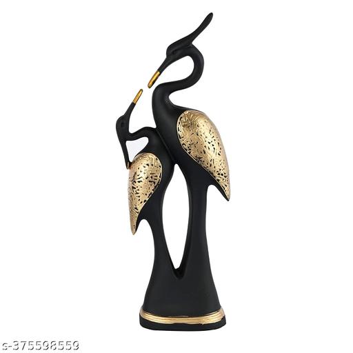 Elegant Crane Couple Sculpture – Black & Gold Decor