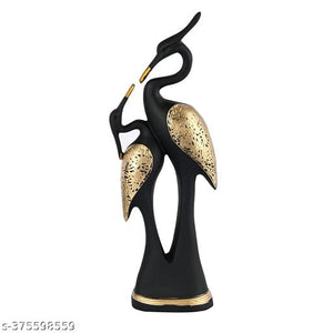Elegant Crane Couple Sculpture – Black & Gold Decor