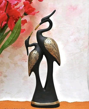 Elegant Crane Couple Sculpture – Black & Gold Decor