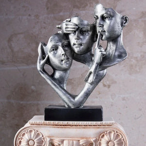 Whispers of Thought – Abstract Faces Sculpture