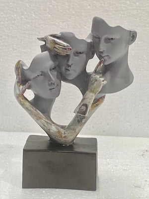 Whispers of Thought – Abstract Faces Sculpture