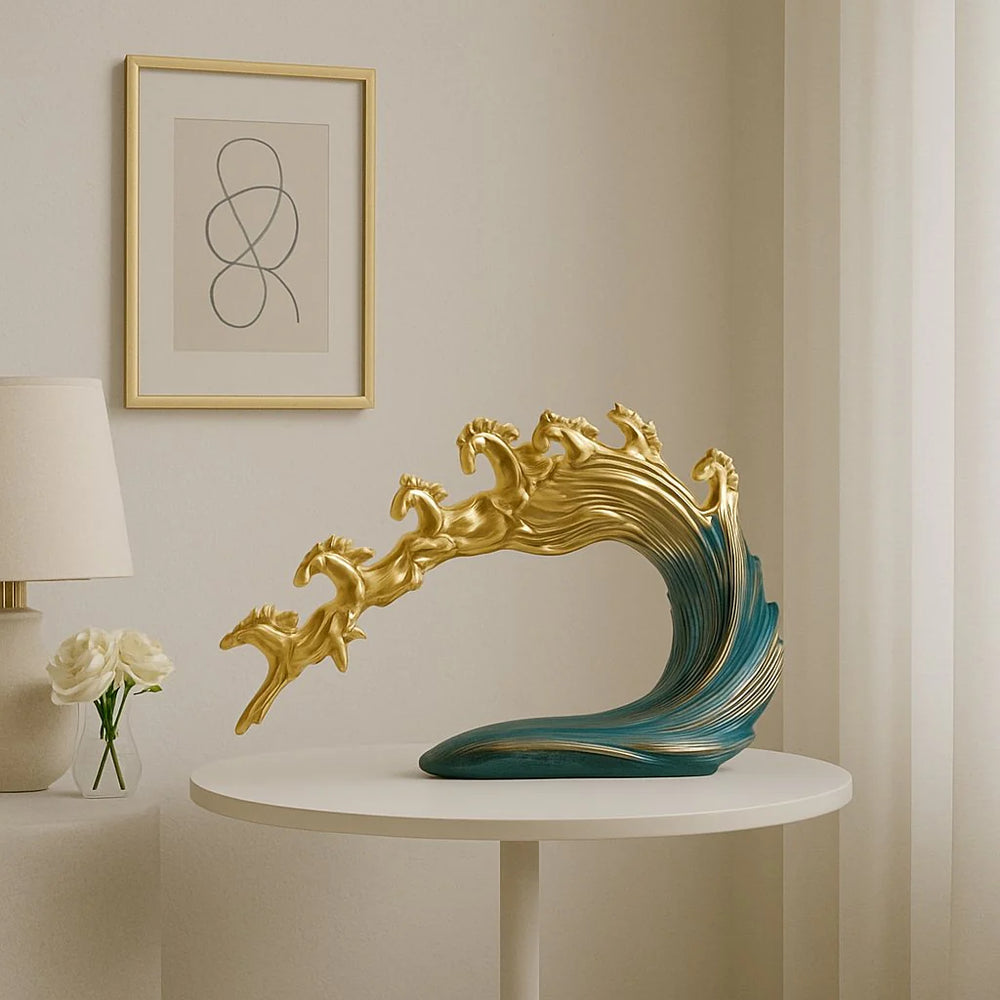 Majestic Seven Horses Wave Sculpture